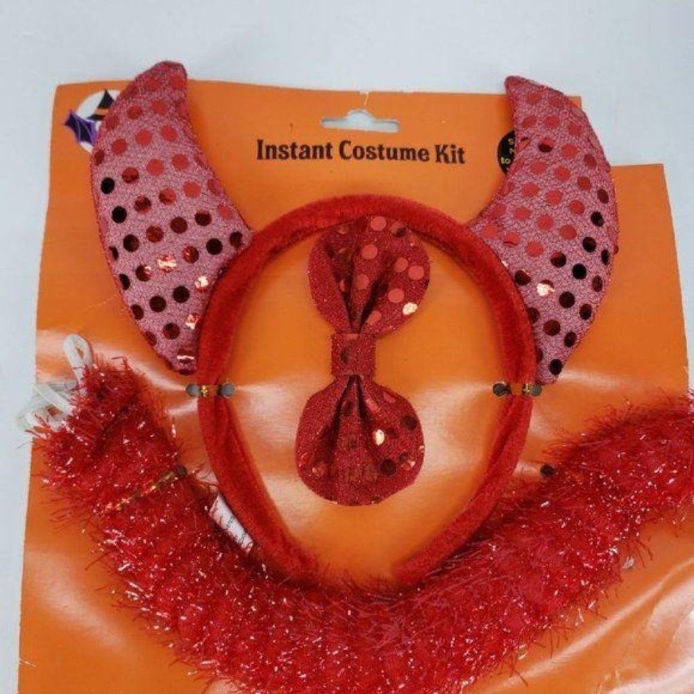 devil halloween costume horns‎ tail bowti